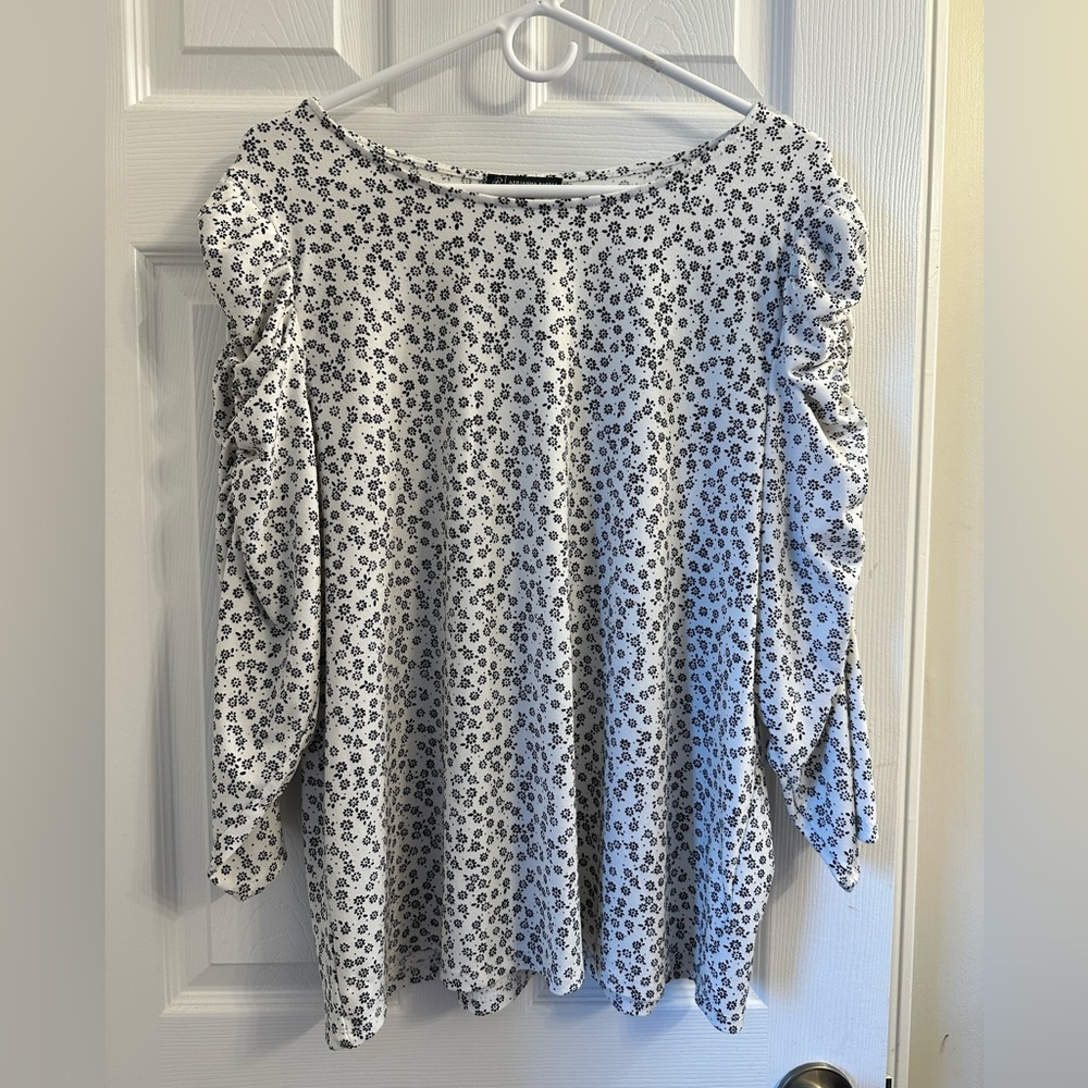 3/4 sleeve blouse with ruffle sleeves